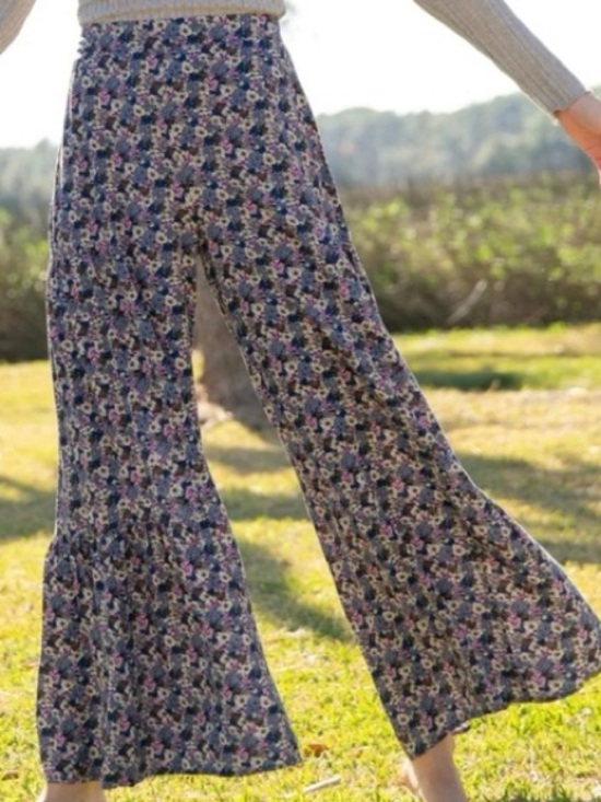 NATURAL LIFE Pants - Natural Life purple blue wide leg floral palazzo boho pants size medium